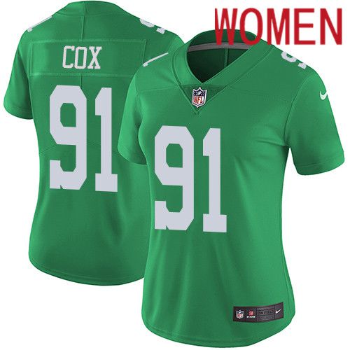 Cheap Women Philadelphia Eagles 91 Fletcher Cox Nike Green Vapor Limited Rush NFL Jersey